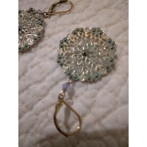 Vintage Avon Snowflake Earrings women's hook dangle drop frosted